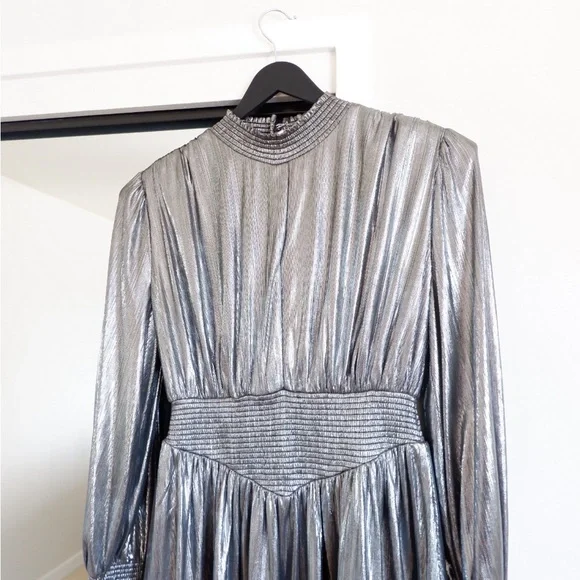 SOLD- RETROFETE Silver Mini Dress - Picture 4 of 11